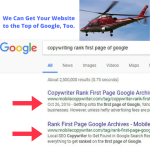 Copywriter Ranking First Page of Google